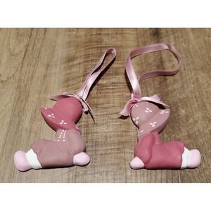 Sunbonnet Sue Style Christmas Ornaments in Pink Lot Of 2